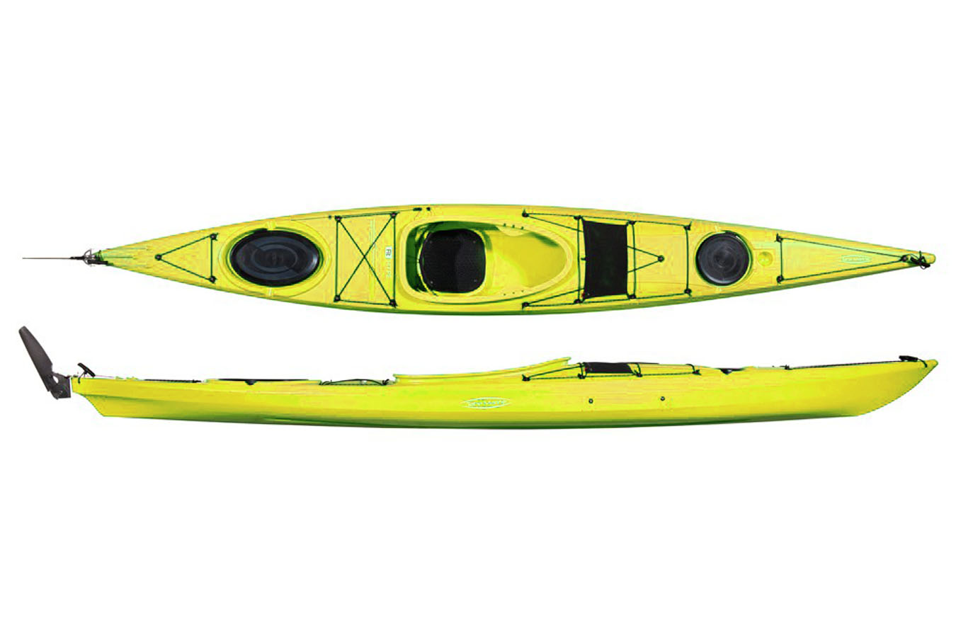 Желтый морской каяк FIT-147 с рулем